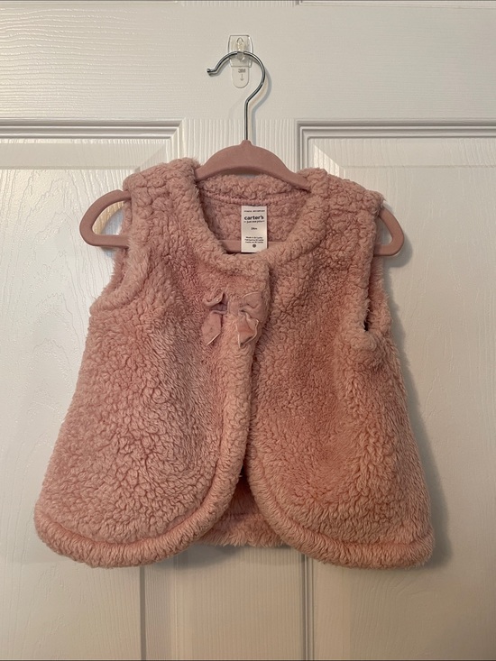 Carter's Other - Carter's Dusty Rose Sherpa Baby Vest with Bow